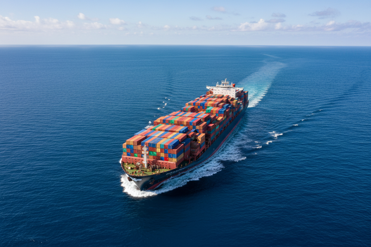 Container Ship on Water